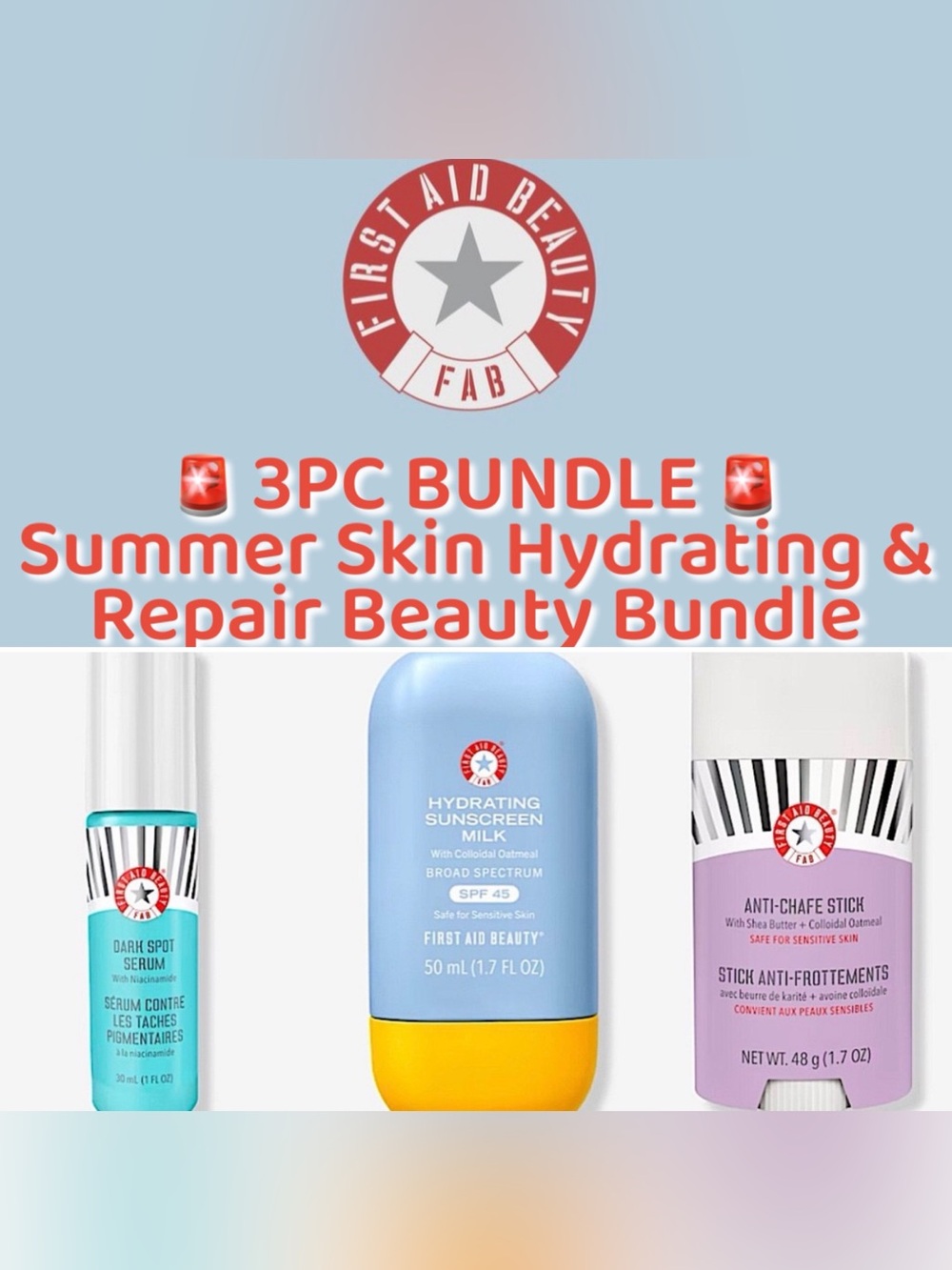 First Aid Beauty - 3PC Summer Skin Hydrating Beauty Bundle - New